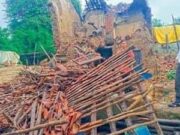 पावसामुळे घोटी येथील सहा घरे जमीनदोस्त