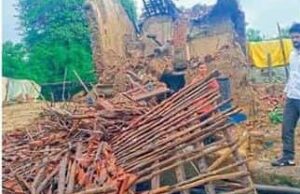 पावसामुळे घोटी येथील सहा घरे जमीनदोस्त