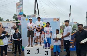 गोंदिया शहरात एक धाव सुरक्षेची मिनी मॅरेथॉन स्पर्धा उत्साहात