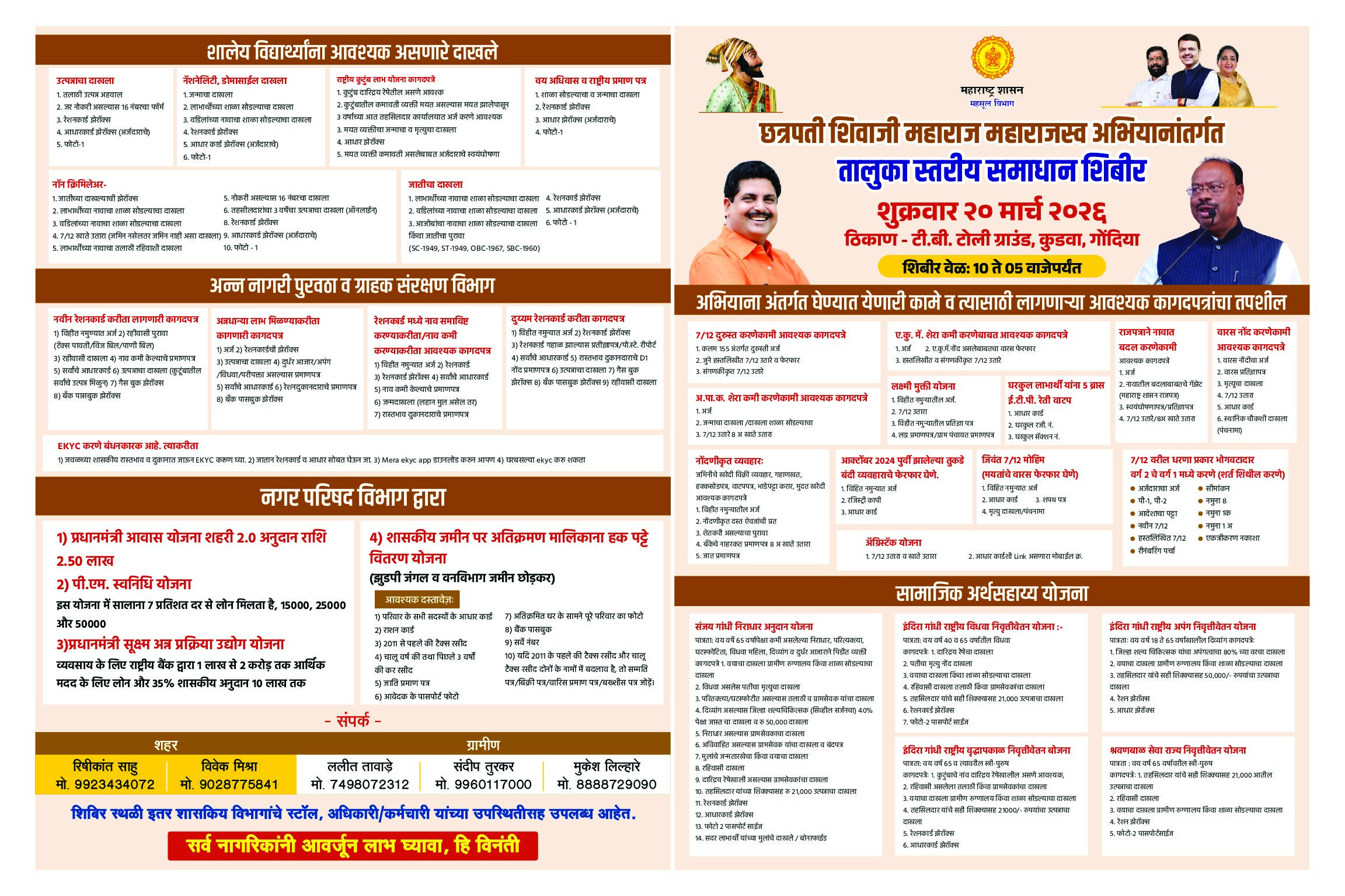 *गोंदिया येथे २० मार्च रोजी ‘महाराजस्व अभियान’, महसूल मंत्री चंद्रशेखर बावनकुळे यांच्या हस्ते*